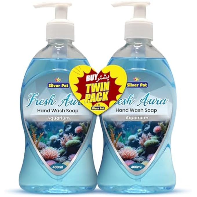 Silver Pot AQUARIUM HAND WASH TWIN PACK, 2 X 400ML, GENTLE HYDRATING FORMULA WITH FRESH AQUATIC SCENT, EFFECTIVE GERM PROTECTION, AND DAILY CARE - Image 1